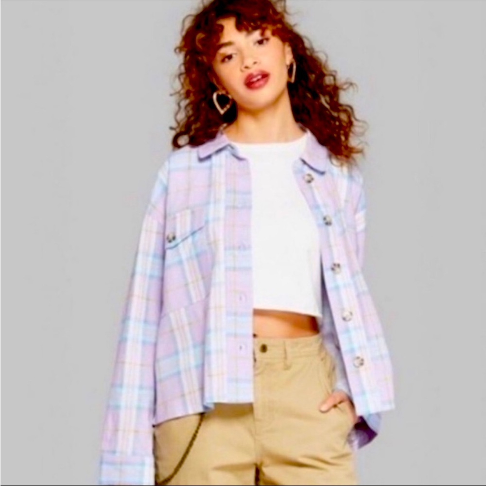 Wild Fable cropped plaid shirt